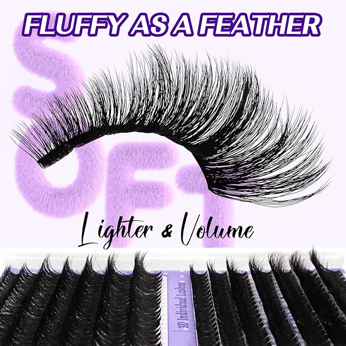 B&Q Fluffy Lash Clusters Kit 7D+90D Dramatic Eyelash Clusters Kit 10-18MM 0.05MM Wispy Lash Thick Volume DIY Individual Lashes 3D Mega Eye Lashes Suitable for Beginners at Home(KIT-70D+90D)