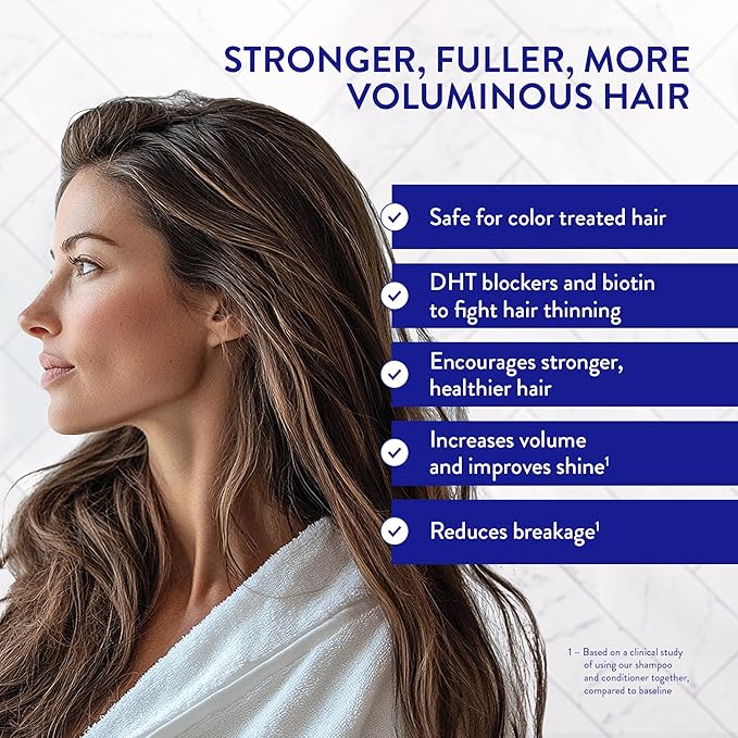 Routine Wellness 1 Liter Anti-Thinning Volumizing Shampoo and Conditioner Set for Thinning Hair & Hair Loss - Grow Your Confidence with Biotin & DHT Blockers - 1 Liter Coconut & Vanilla Set