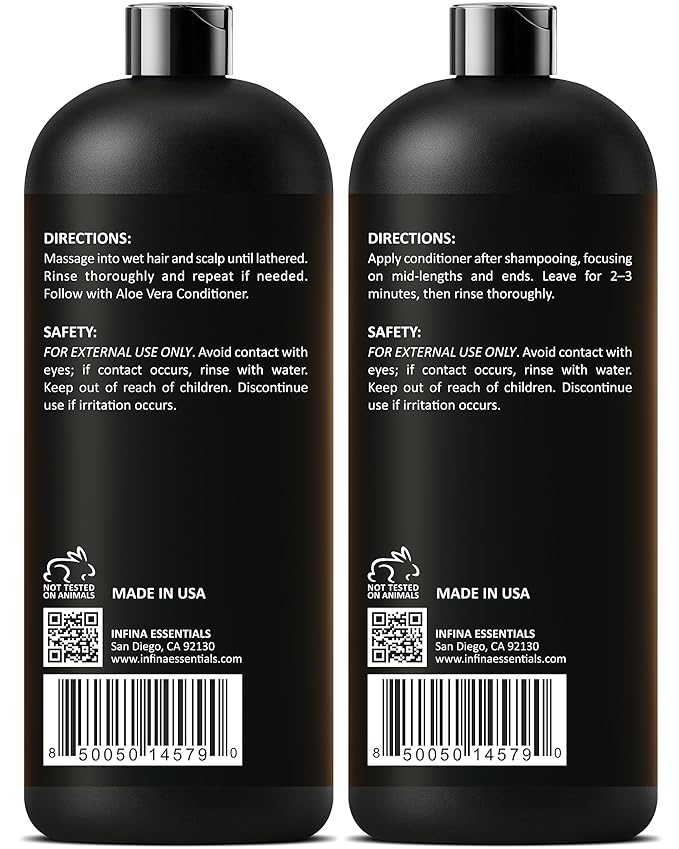 INFINA ESSENTIALS Aloe Vera Shampoo and Conditioner Set | 16 fl oz Each | with Batana Oil | Hydrating, Soothing & Moisture Balance Formula | Nourishing Care for Dry, Itchy or Sensitive Scalp