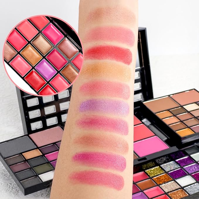 74 Colors Makeup Palette with 10-Piece Makeup Brush Set – All-in-One Full Face Makeup Kit, Eyeshadow, Lip Color, Blush & Contour Set, Gift for Women