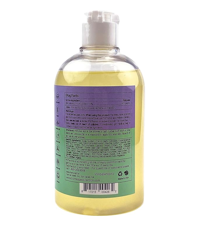 VITA VIE Body Wash, Lemon Scent, Antibacterial Soap for Hands and Forearms With Hazel, Willow Bark Extract, and Tea Tree Oil, Clean Nourishing Formula, Vegan, Paraben Free, Non GMO, 12 FL Oz