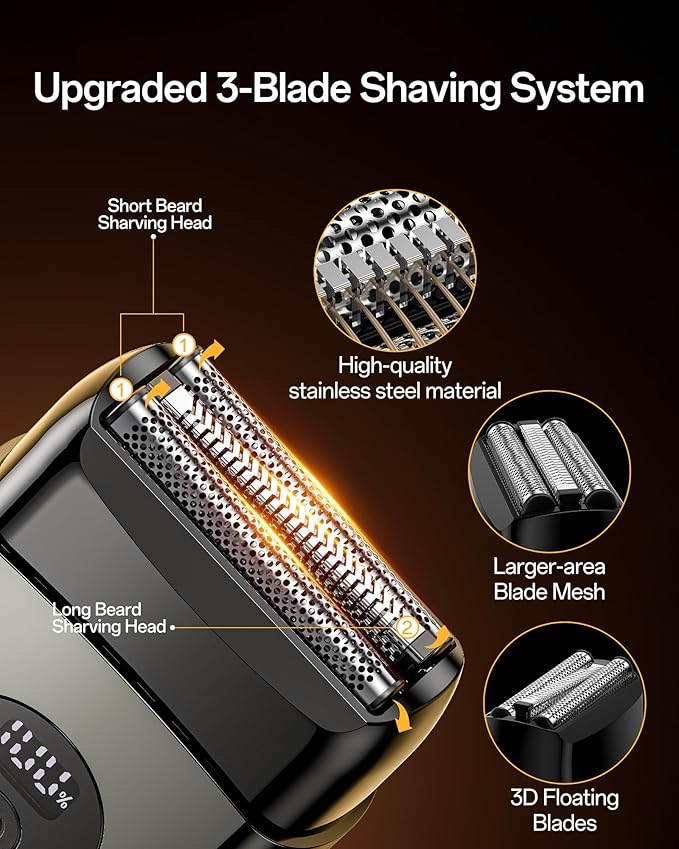 Electric Razor for Men, Foil Shavers Beard Trimmer for Men, Mini Face Shaver for Men, Portable Cordless Travel Body Hair Shaver for Facial, Neck