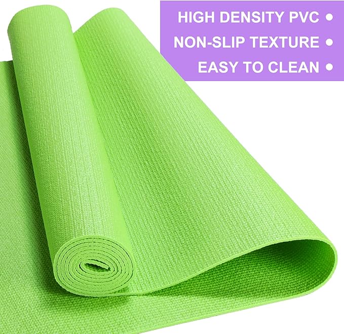 Funtery 3 mm Thick Yoga Mat Exercise Workout Mat Non Slip Fitness Pad for Women Gym Home Yoga Pilates