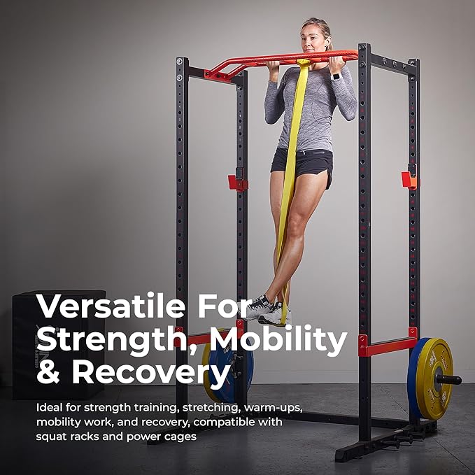 Sunny Health & Fitness Versatile Resistance Bands (Single or Combo Set) for Strength Training, Power Cage, Squat Rack, Home Gym, Body Stretching, Physical Therapy – 100, 140, 160, 180 & 10-75 LB Combo