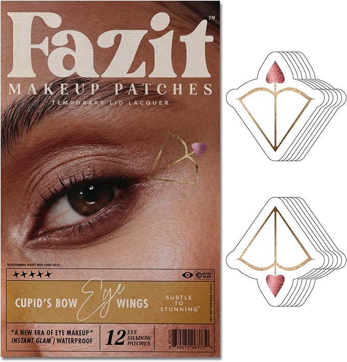 Fazit Makeup Patches - Cupid's Bow Eye Wings - Glow Up Make-Up Patches - Cute Glitter Makeup Accessories for Women - Cosmetic Glitter for Face