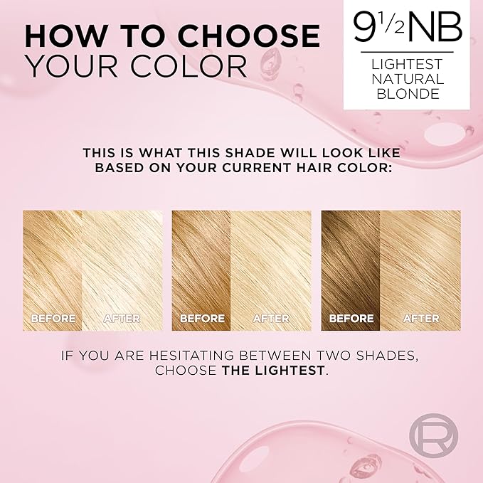 L'Oreal Paris Excellence Crème Permanent Hair Dye, Triple Care Hair Color with Hyaluronic Acid for 100% Gray Coverage, 9.5NB Lightest Natural Blonde, 1 Kit (Packaging May Vary)