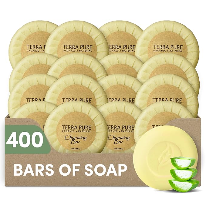 Terra Pure Bar Soap, Travel Size Hotel Amenities, 0.6 oz (Pack of 400)