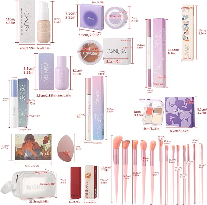 26Pc Full Face Makeup Set Gift Surprise for Women Cosmetic Essential Starter Bundle Include 24 Colors Eyeshadow Palette, Lipstick,13-NI-1 glamour-brush set. Pack Flawless (Ochre Brown D1, ONE SIZE)