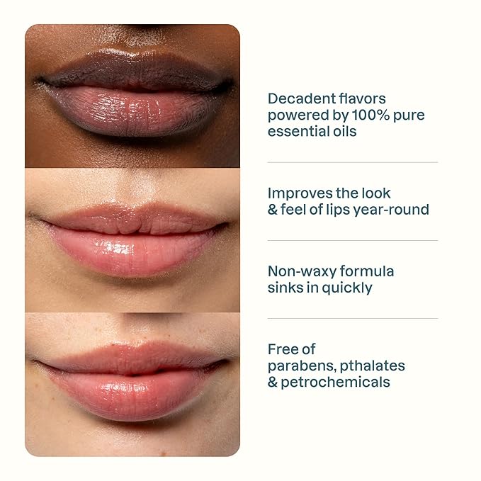 Cliganic Organic Lip Balm Set - 4 Flavors - Natural Hydrating for Cracked & Dry Lips