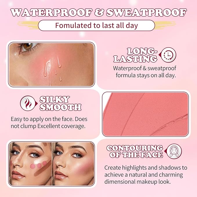 AWCCXMYM 6 Colors Cream Contour Stick Makeup Set Dual-ended Blush & Highlighter Bronzer Stick for Sculpt the Cheeks Long Lasting & Waterproof Matte Finish Face Contouring Set B