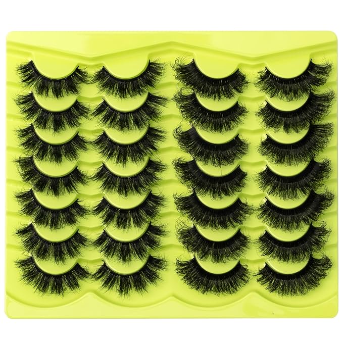 False Eyelashes Fluffy Mink Lashes 20mm Stirps Lash 2 Styles Mixed Volume Eyelashes 14 Pairs 8D Cat Eye Lashes D Curl Dramatic Soft Eyelash 25mm Big Long Lash Pack That Look Like Extensions