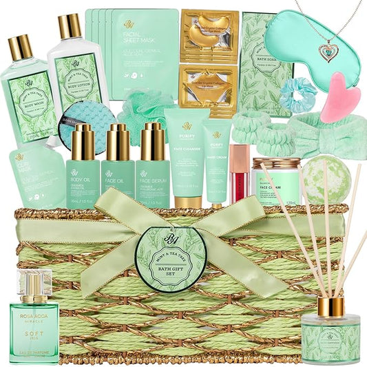 35 Pcs Valentines Day Gifts Basket for Women, Tea Tree Spa Gift, Face Skin Care Set, Bath & Body Gift Set, Self-Care Relaxation Gift, Diffuser, Birthday, Mother's Day, Christmas, Wife