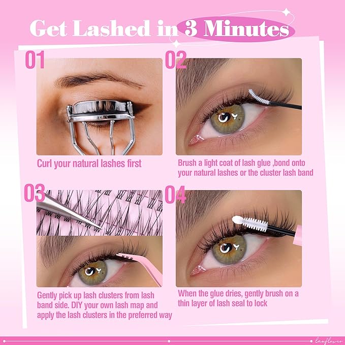 Natural Lash Clusters Kit Wispy Lash Extension Kit Bandless Eyelash Extension Kit C Curved Eyelash Clusters Soft and Lightweight Individual Lashes 168pcs Cluster Eyelash Extensions Kit by Lanflower