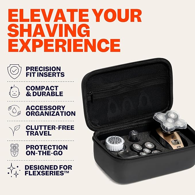 Freebird FlexSeries Electric Head & Body Hair Shaver, Mens Cordless Rechargeable Wet & Dry Skull, Bald Head, Back, Groin Waterproof Razor (FlexSeries, Shaver Kit + Travel Case + Extra Blade)