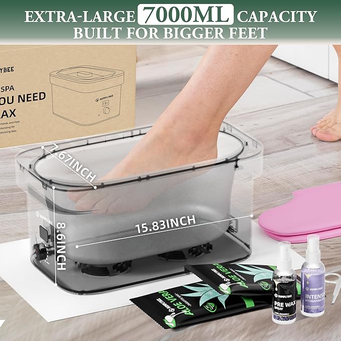 7000ml Paraffin Wax Machine for Hand and Feet-Black Hand Wax Paraffin Machine for Hands with 10pcs Aloe Vera Paraffin Bath Refills，Foot Care Kit,Moisturizing and Exfoliating