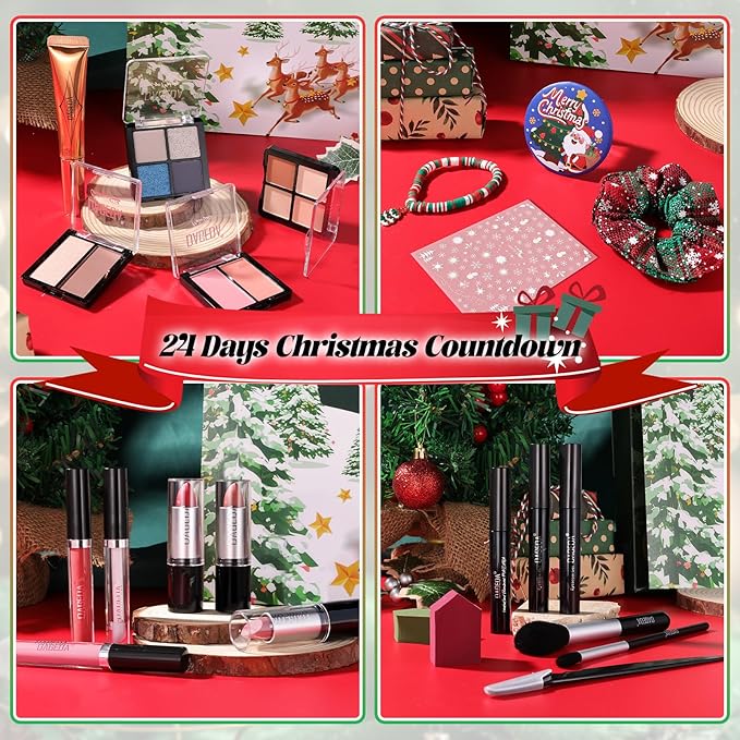 DAGEDA Beauty Advent Calendar 2025,24 Days Christmas Makeup Advent Calendar, Teen Girl Gifts Trendy Stuff Makeup Set, 24 Surprise Christmas Countdown Festival Gifts Set for Mom Wife Girlfriends Sister