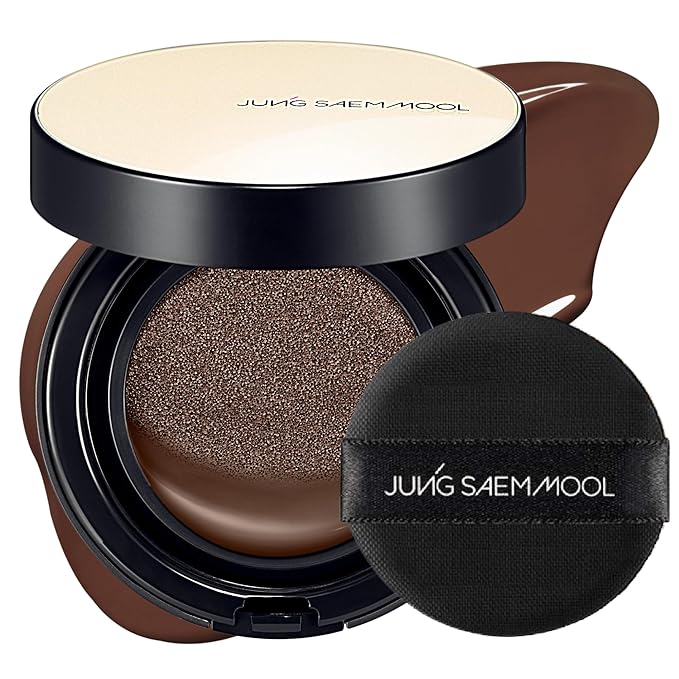 JUNG SAEM MOOL Essential Skin Nuder Cushion | Natural Finish, Buildable Coverage Cushion Foundation by Korean Makeup Artist (Refill Not Included, 0.49 Fl Oz), 42C Deep Cacao