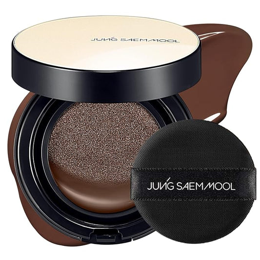 JUNG SAEM MOOL Essential Skin Nuder Cushion | Natural Finish, Buildable Coverage Cushion Foundation by Korean Makeup Artist (Refill Not Included, 0.49 Fl Oz), 42C Deep Cacao
