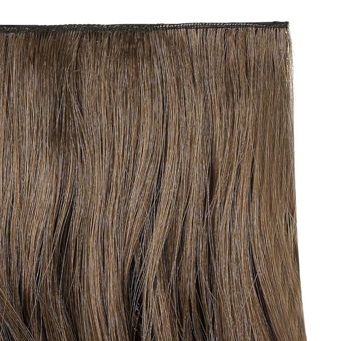 REECHO 20" 1-pack 3/4 Full Head Curly Wave Clips in on Synthetic Hair Extensions HE008 Hair pieces for Women 5 Clips 4.5 Oz Per Piece - Ash Light Brown