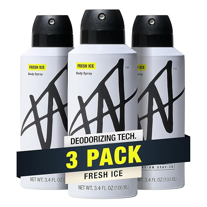 Jake Paul Fresh Ice Body Spray for Men By W, Odor Blocking Body Deodorant, Long Lasting Protection, 3.4 fl oz (Pack of 3)