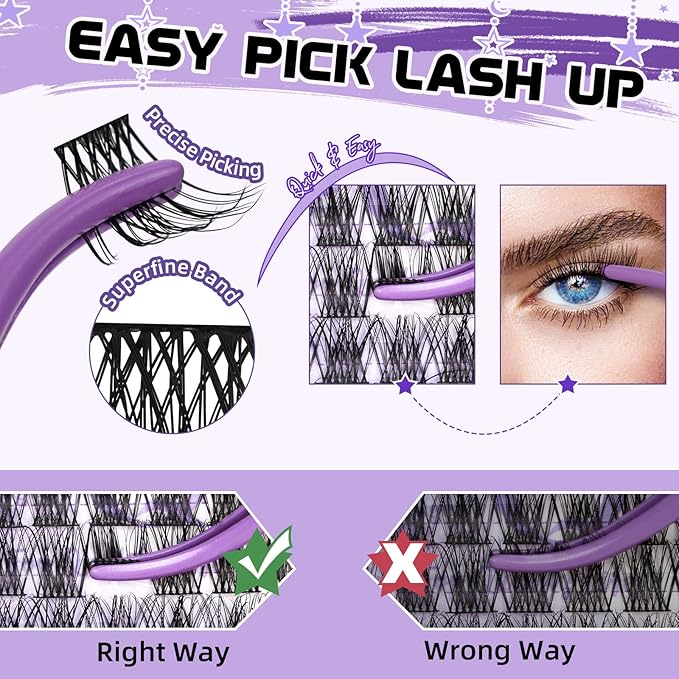 B&Qaugen Lash Clusters Natural Cluster Eyelash Extensions 144 PCS Eyelash Clusters D Curl Z01 Superfine Band Individual Lashes for Beginners 8-18mm（Z01-D-8-18mix）