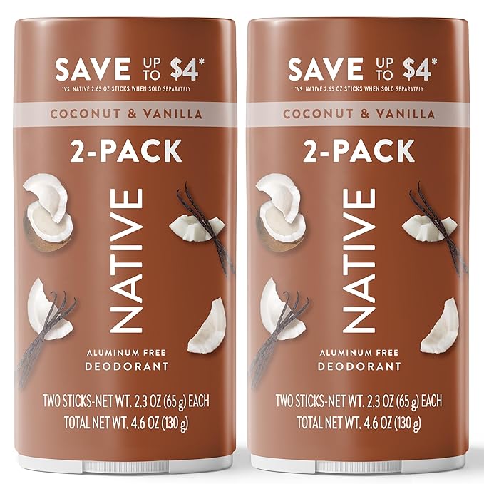 Native Coconut & Vanilla Twin Pack Deodorant Bundle 2 x 2.3 oz