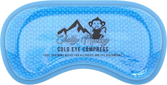 Chilly Monkey Luxury Cooling Eye Mask, Relaxing and Soothing Cold Eye Compress for Puffy Eyes, Dark Circles, Allergies, Sinuses, Headaches, Migraines, Naps, Meditation, Anxiety and Stress