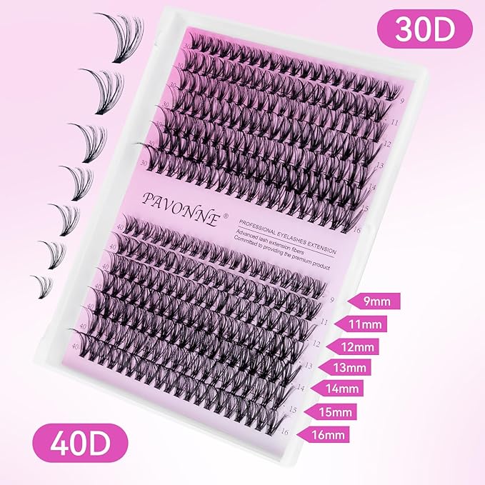 DIY Eyelash Extensions Kit - 280 Pcs Individual 30D & 40D Lashes (9-16mm) with Glue, Bond & Seal, Tweezers - Professional, Natural Look, Easy to Apply at Home