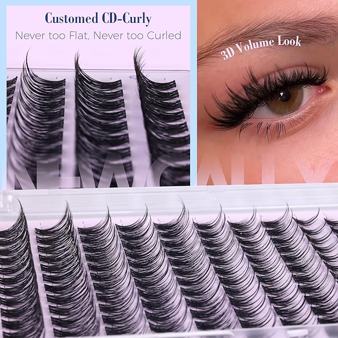Wispy Lash Clusters Eyelash Extension Natural Look Eyelash Clusters Soft Individual Lashes 8-16MM CD-curly DIY Lash Extension Beginner-friendly by Newcally