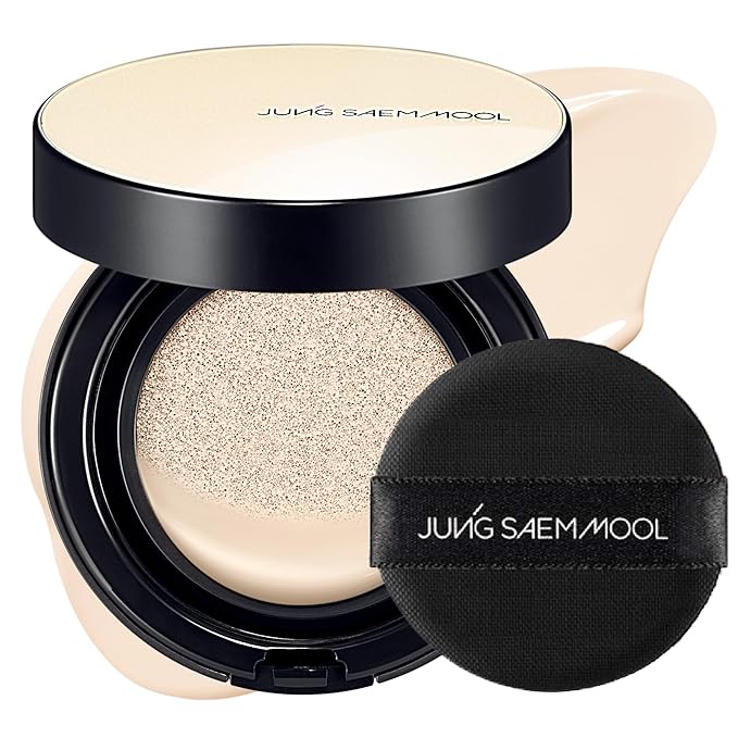 JUNG SAEM MOOL Essential Skin Nuder Cushion | Natural Finish, Buildable Coverage Cushion Foundation by Korean Makeup Artist (Refill Not Included, 0.49 Fl Oz), 10W Shell