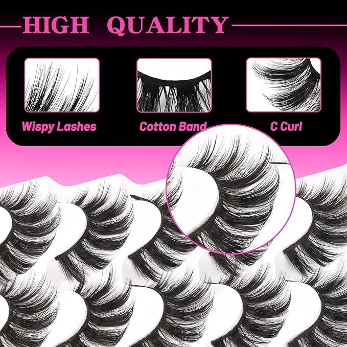 Veleasha Lashes Spiky False Eyelashes 100% Handmade Eyelashes Fluffy Fake Lashes Volume Fake Eyelashes Dramatic Look 5 Pairs Pack (3D07)