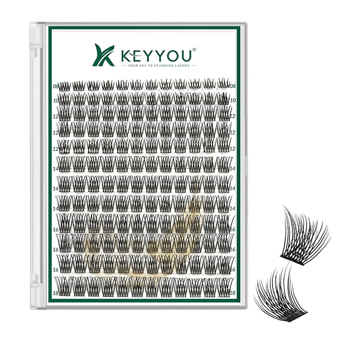 Lash Clusters 144pcs Eyelash Clusters D Curl 8-18MIX Individual Lashes KEYYOU Air Touch Cluster Lashes Super Lightweight Soft Wispy Comfortable Easy DIY at Home(Air02-D-8-18MIX)