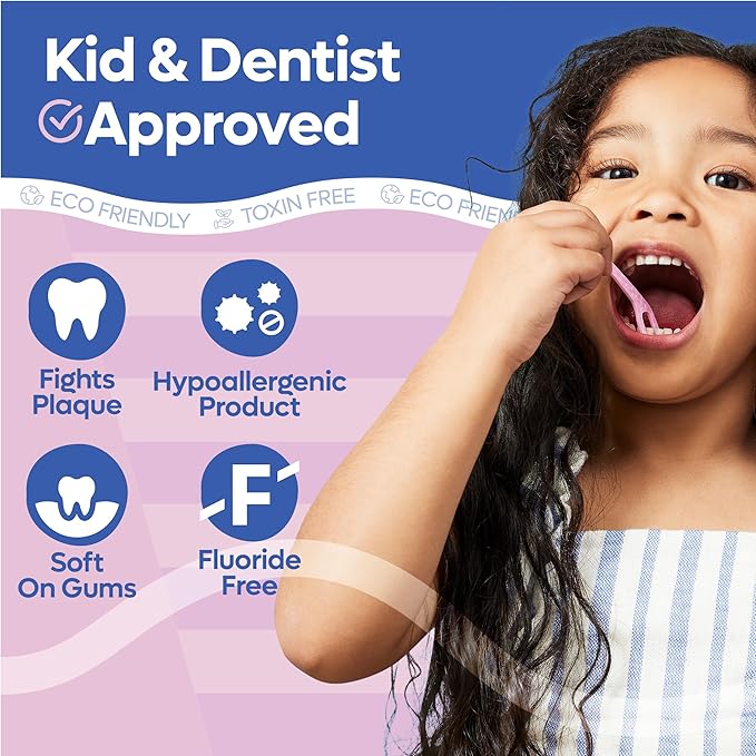 SmartLifeco Biodegradable* Kids Flossers - Unflavored Dental Floss Picks for Children, Fluoride & PFA Free, Straw Wheat Fun Animal Flossing Sticks for Toddlers Teeth, Eco Friendly Compostable*, 300x