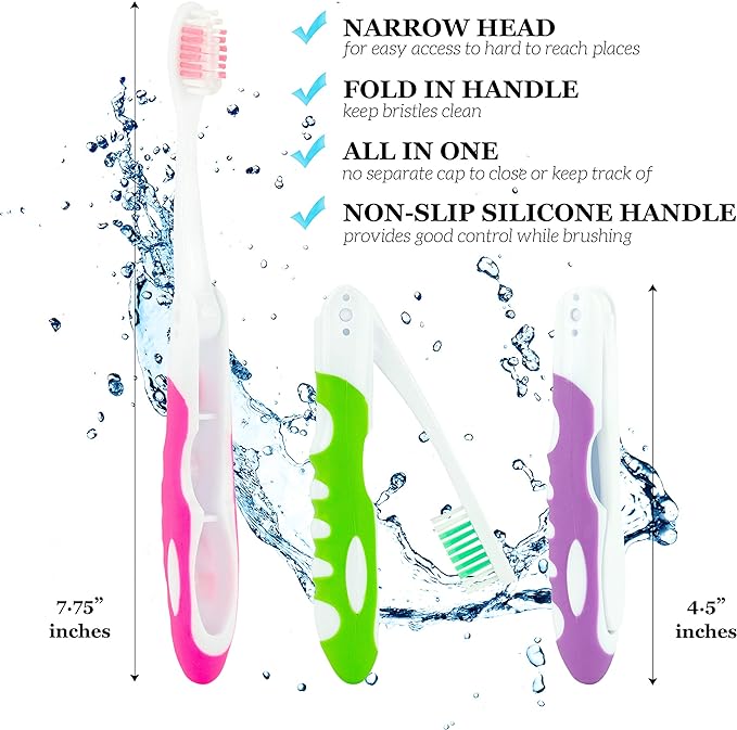 Bulk Portable Toothbrushes, Individually Wrapped, Manual Disposable Travel Toothbrush Set for Adults, Medium Soft Large Head, Multi Color Travel Toothbrush Kit (100 Pack - Medium)