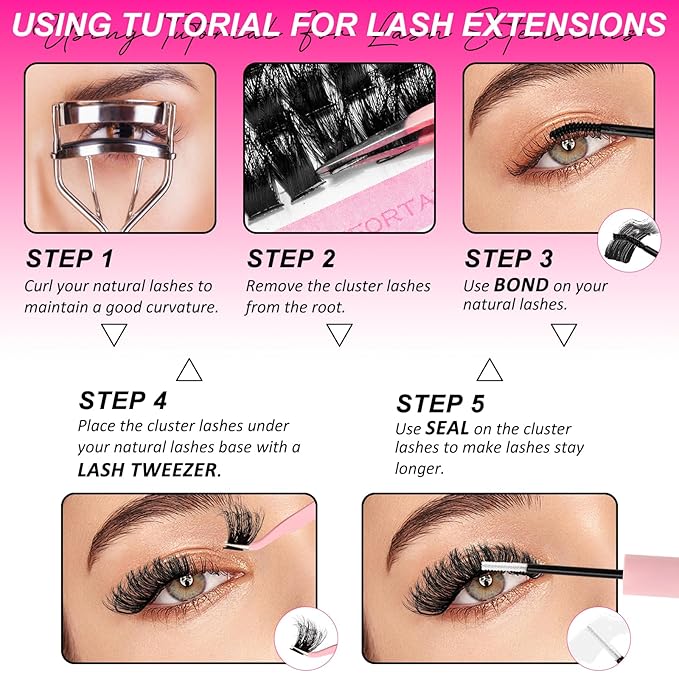 MilyBest Lash Clusters Kit 100D Fluff Cluster Eyelash Extensions 10-18mm Individual Lashes Clusters D Curl Lash Extension Kit, Waterproof Thick Volume Eyelash Clusters with Bond & Seal, Tweezers