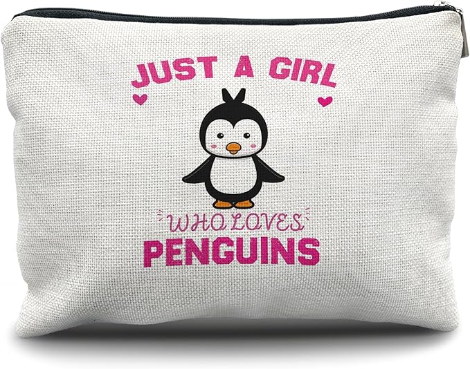 Nogrit Penguin Makeup Bag, Penguin Gifts for Women Girls, Cute Penguin Gifts, Just a Girl Who Loves Penguins Small Makeup Cosmetic Bag for Purse