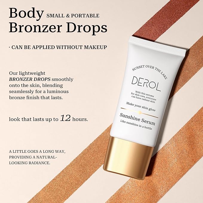 Bronzing Drops, Lightweight and Non-greasy Liquid Bronzer for Face & Body, Instant Sunshine Glow Serum for Flawless Skin & Radiant Finish (RUST RED)
