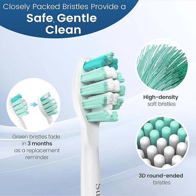 Replacement Toothbrush Heads Compatible with Philips Sonicare and More Click-on Handles 8 Pack Blackwhite