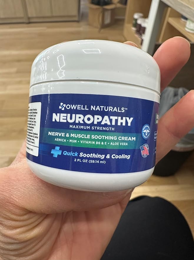 OWELL NATURALS Neuropathy Cream, Greaseless, with Arnica, Aloe Vera, MSM, Vitamin B6 for Feet, Hands, Legs, Toes, 2 Fl Oz (Pack of 3)