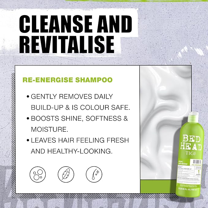 Bed Head by TIGI Urban Antidotes Re-Energize Daily Shampoo and Conditioner 25.36 fl oz 2 count