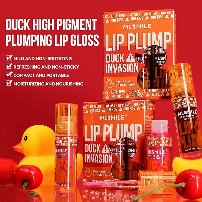 3 Colors Duck Lip Plumper Gloss,High Pigment Plumping Lip Gloss,Hydrating Lip Glow Oil, Lip Balm for women, Vegan Lip Makeup,Lip Stick Set for Women.Lip Care Oil Set.(Set A)