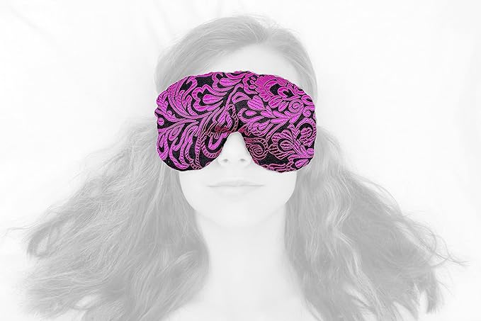 Candi Andi Handmade Weighted Sleep Eye Mask Yoga Pillow - Flax Seed Fill - Lavender Scented - Magenta Doodle - TEMFL-MD
