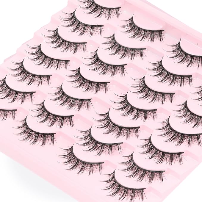 Losha Lashes Wispy Manga Lashes 14 Pairs Anime False Eyelashes Natural Spiky Fake Eyelashes Pack (Manga-F)