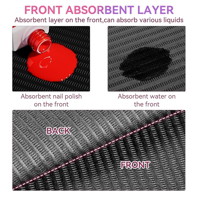 Makartt Disposable Nail Mats: 20 Pcs Fordable Nail Paper Towels for Table Acrylic Practice Sheet 3 Ply Waterproof Nail Art Table Mats Clean Pads for Salon Manicure Tattoo Black