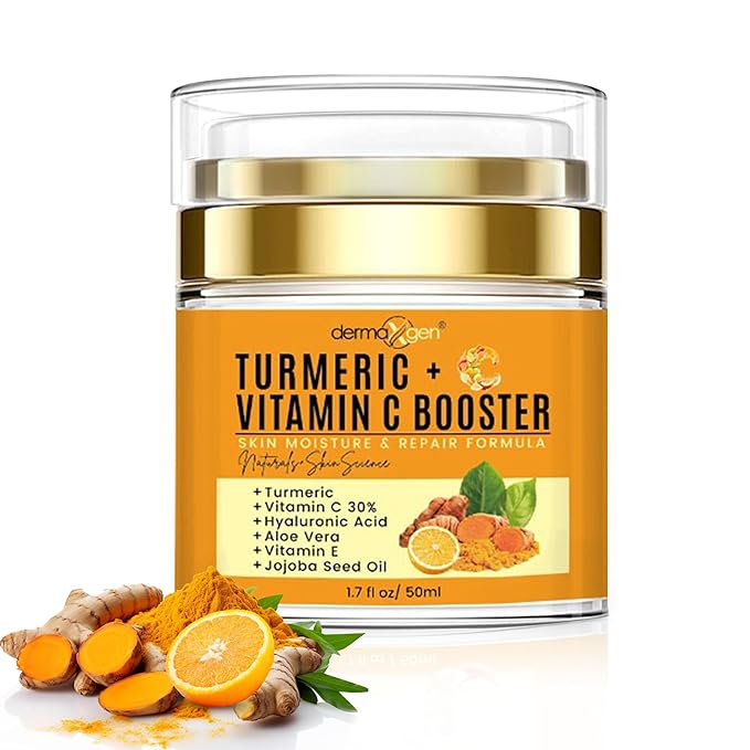 Dermaxgen Turmeric Face Cream with 30% Vitamin C – Glow Booster, Anti-Aging & Skin Repair Moisturizer for Dark Spots, Hydration & Radiance – Vitamin C Cream for All Skin Types (1.7 fl oz)