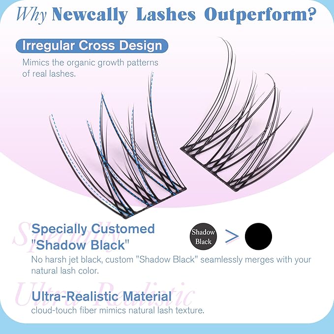 Natural Lash Clusters Kit DIY Lash Extension Kit Wispy Eyelash Extension Kit C-curly Individual Lashes Kit 9-12MM Short Eyelash Clusters with Lash Remover by Newcally