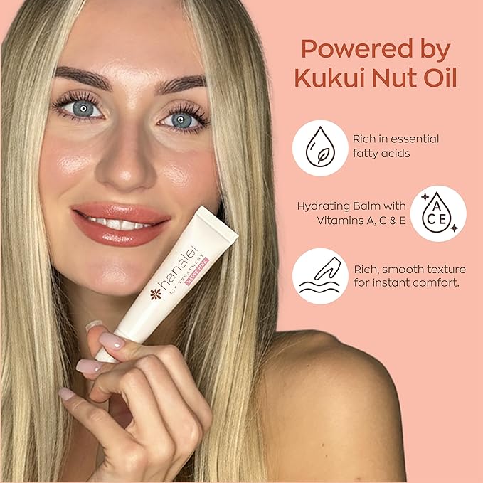 Hanalei Lip Treatment for Dry, Chapped Lips – Intensive Overnight Moisturizer with Kukui Oil, Shea Butter & Grapeseed Oil – Hydrating Balm for Healing Cracks – Mauve Pink Tint, 15g – Cruelty-Free