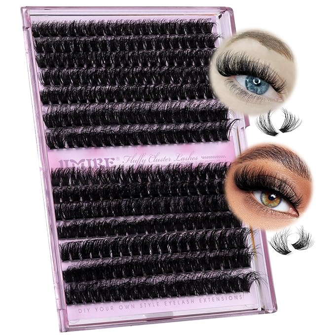 Lash Clusters Thick Mink Eyelash Clusters 280Pcs Volume Cluster Eyelash Extensions 11-18MM Fluffy Lash Extension D Curl Individual Lashes 100D+120D Cluster Lashes DIY at Home for Beginners by JIMIRE