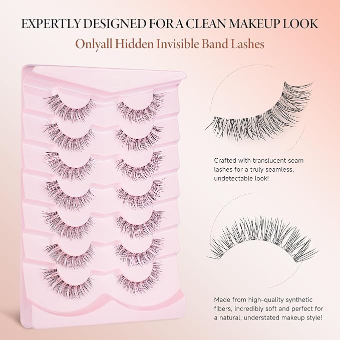 Onlyall Natural False Lashes Wispy Fake Eyelashes 7 Pairs B80
