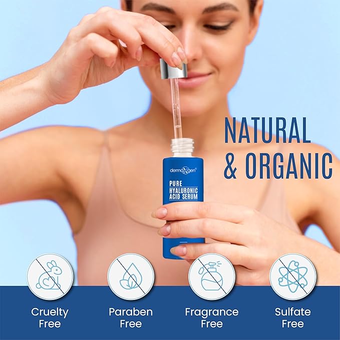 Dermaxgen Hyaluronic Acid Serum for Face & Eyes for Anti-Aging, Moisturizing, Antioxidant & Wrinkle Treatment. Best Hydrating Pure Facial Serum for Fine Lines Suitable for All Skin Type. (2 FL OZ)